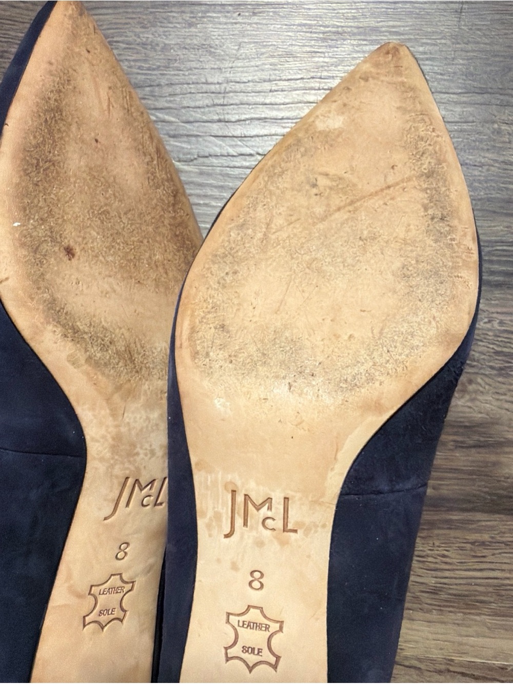 J McLaughlin Delia Women's Pointed Toe Pumps Kitten Heel Navy Blue Suede Size 8 - Picture 8 of 11